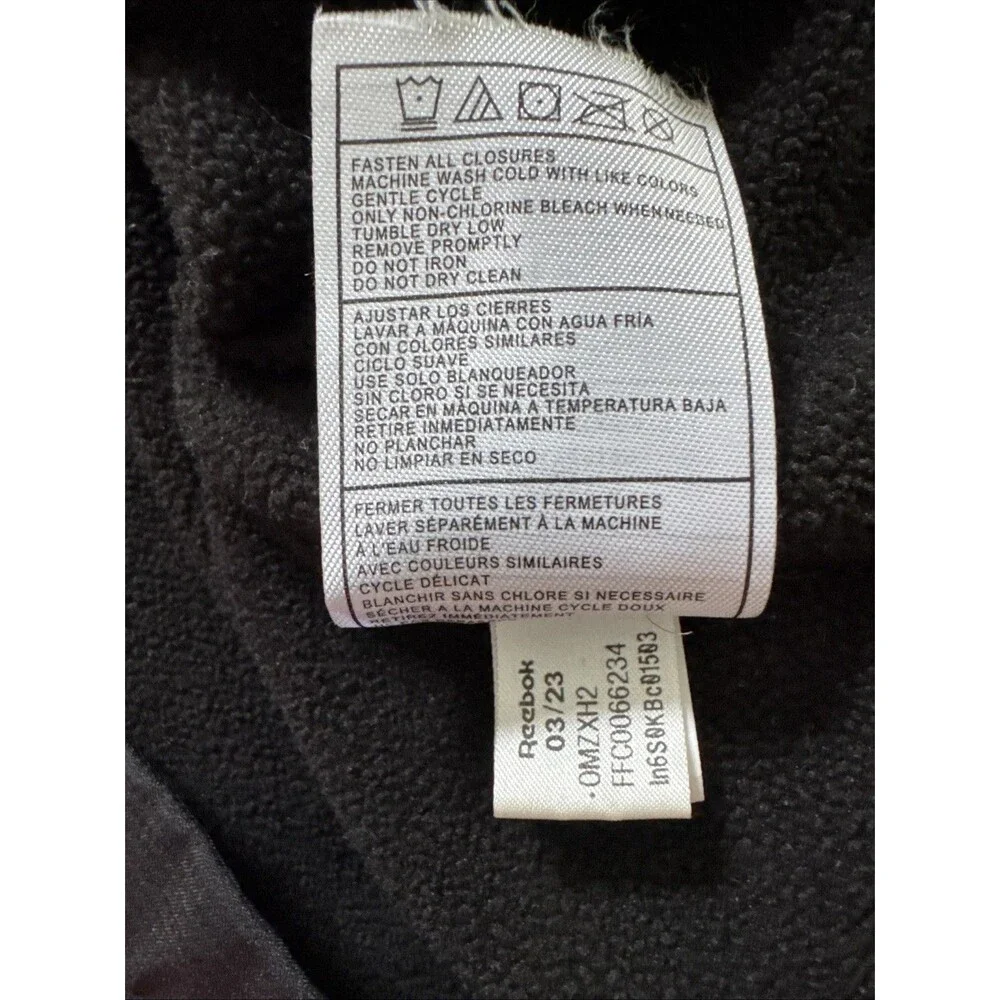 Reebok Jacket Mens 3XL Black Hooded Full Zip Windbreaker Fleece Lined Colorblock